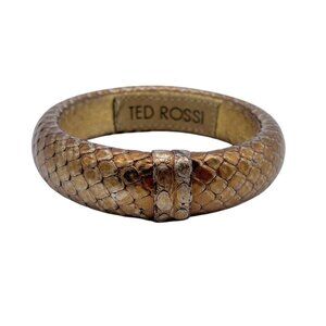 TED ROSSI Gold tonedLeather Animal embossed Bangle Bracelet